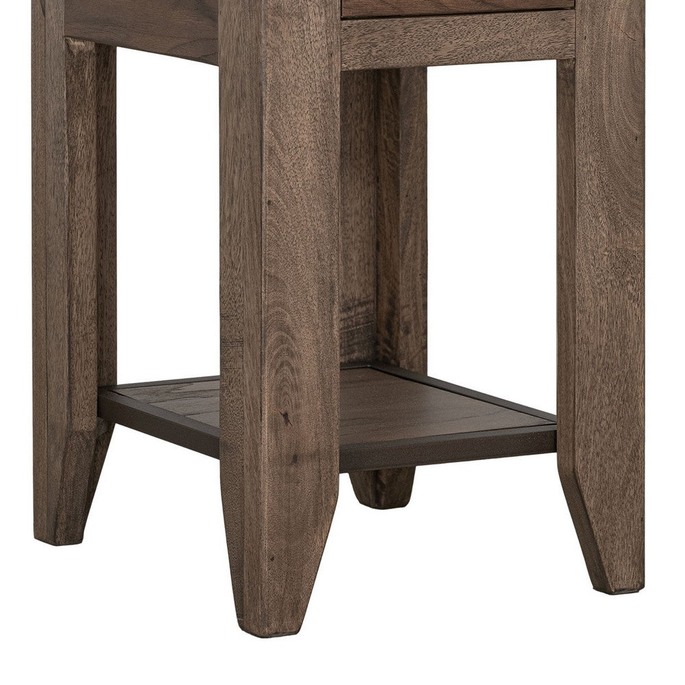 Tacey Chairside Table, 1 Drawer, 1 Shelf, Peanut Brown Wood, 18 Inch -BM334267