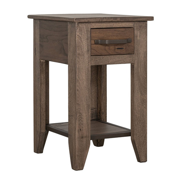 Tacey Chairside Table, 1 Drawer, 1 Shelf, Peanut Brown Wood, 18 Inch -BM334267