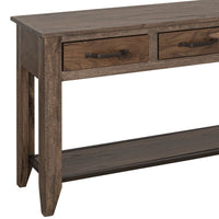 Tacey Sofa Console Table, 3 Drawers, Rustic Peanut Brown Wood, 54 Inch -BM334271