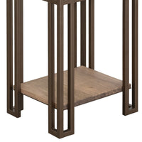 Remie Chairside Table, Shelf, Iron, Camel Brown Melina Wood, 17 Inch -BM334279