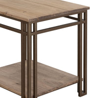 Remie End Table, Shelf, Iron Base, Camel Brown Melina Wood, 23 Inch -BM334280