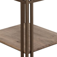Remie End Table, Shelf, Iron Base, Camel Brown Melina Wood, 23 Inch -BM334280