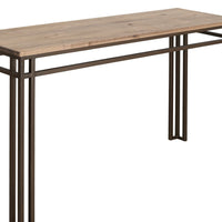 Remie Sofa Console Table, Iron Base, Camel Brown Melina Wood, 55 Inch -BM334281