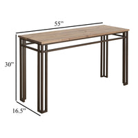 Remie Sofa Console Table, Iron Base, Camel Brown Melina Wood, 55 Inch -BM334281