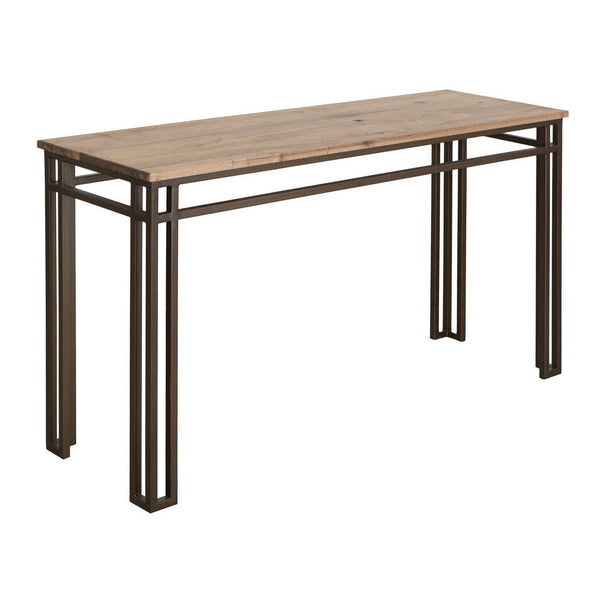 Remie Sofa Console Table, Iron Base, Camel Brown Melina Wood, 55 Inch -BM334281