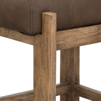 Eray Counter Stool, Almond Barrel Brown, Rustic Dark Faux Leather -BM334290