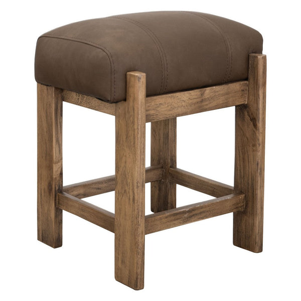 Eray Counter Stool, Almond Barrel Brown, Rustic Dark Faux Leather -BM334290