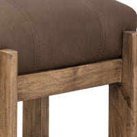 Eray Counter Stool, Almond Barrel Brown, Rustic Dark Faux Leather -BM334290