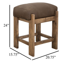 Eray Counter Stool, Almond Barrel Brown, Rustic Dark Faux Leather -BM334290