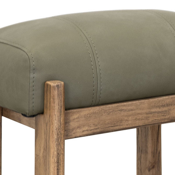 Eray Counter Stool, Almond, Barrel Brown, Olive Green Faux Leather -BM334291