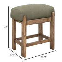 Eray Counter Stool, Almond, Barrel Brown, Olive Green Faux Leather -BM334291