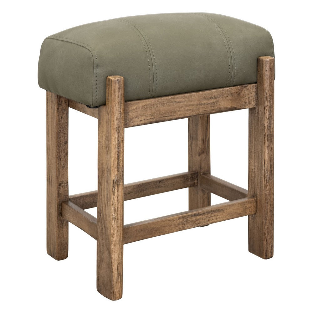 Eray Counter Stool, Almond, Barrel Brown, Olive Green Faux Leather -BM334291