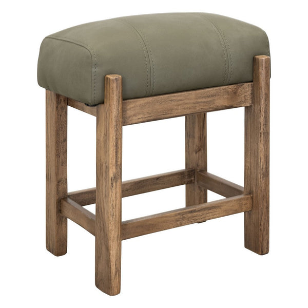 Eray Counter Stool, Almond, Barrel Brown, Olive Green Faux Leather -BM334291