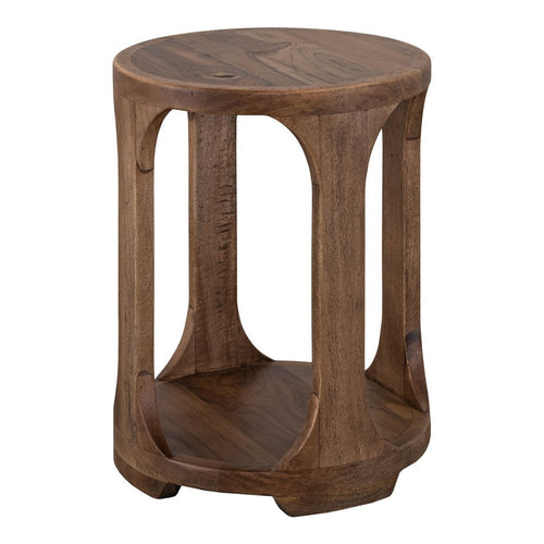 Eray Chairside Table, Shelf, Almond Barrel Brown Mango Wood, 18 Inch -BM334294