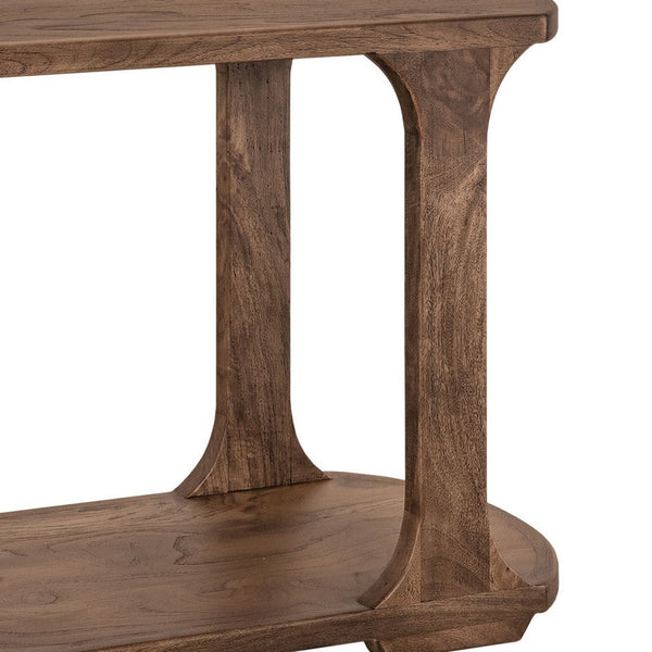 Eray Sofa Console Table, 1 Shelf, Almond Barrel Brown Wood, 59 Inch -BM334296