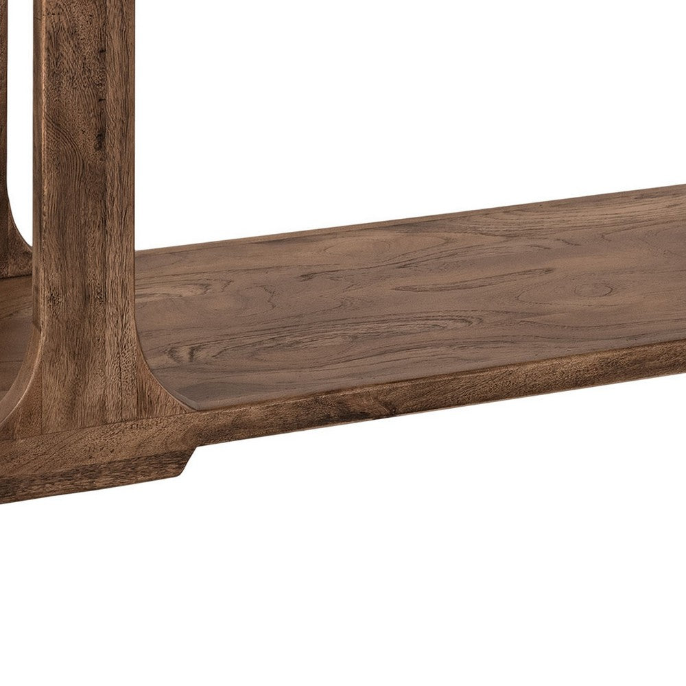 Eray Sofa Console Table, 1 Shelf, Almond Barrel Brown Wood, 59 Inch -BM334296