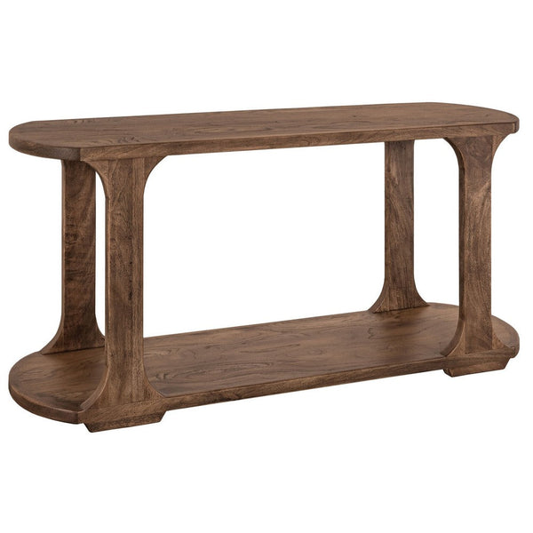 Eray Sofa Console Table, 1 Shelf, Almond Barrel Brown Wood, 59 Inch -BM334296