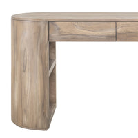 Eray Writing Desk, 2 Drawers, USB Port, Brown Teak, Mango Wood, 60 In -BM334310