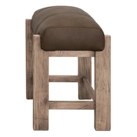 Eray Counter Height Stool, Dark Brown Faux Leather Melina Wood 24 Inch -BM334314