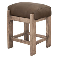 Eray Counter Height Stool, Dark Brown Faux Leather Melina Wood 24 Inch -BM334314