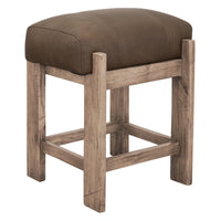 Eray Counter Height Stool, Dark Brown Faux Leather Melina Wood 24 Inch -BM334314