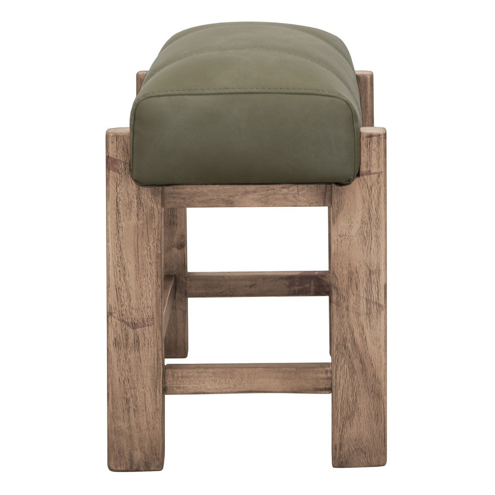 Eray Counter Stool, Olive Green Cushioned Seat, Melina Wood, 24 Inch -BM334315