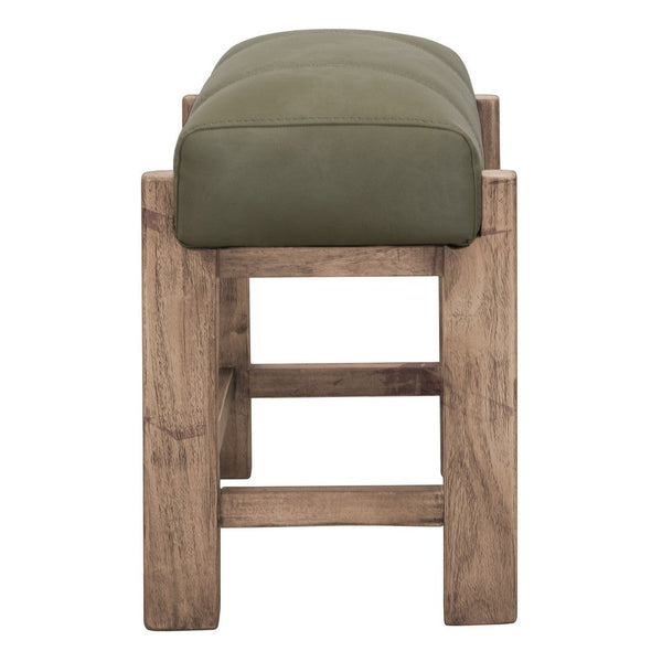 Eray Counter Stool, Olive Green Cushioned Seat, Melina Wood, 24 Inch -BM334315