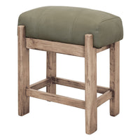 Eray Counter Stool, Olive Green Cushioned Seat, Melina Wood, 24 Inch -BM334315