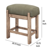 Eray Counter Stool, Olive Green Cushioned Seat, Melina Wood, 24 Inch -BM334315