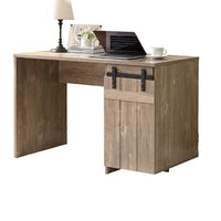 Fior Home Writing Desk, 47 Inch, Hazelnut Brown Wood, Faux Barn Door -BM334334