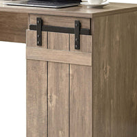 Fior Home Writing Desk, 47 Inch, Hazelnut Brown Wood, Faux Barn Door -BM334334
