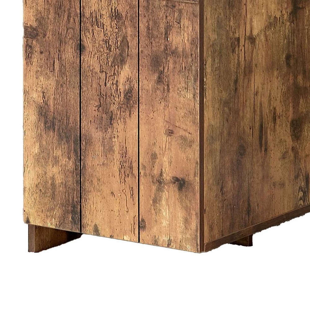 Fior Home Writing Desk, 47 Inch, Distressed Brown Wood, Faux Barn Door -BM334336