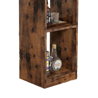 Bar Height Table, Glass Racks w Bottle Holders, 73 Inch Classic Brown -BM334339