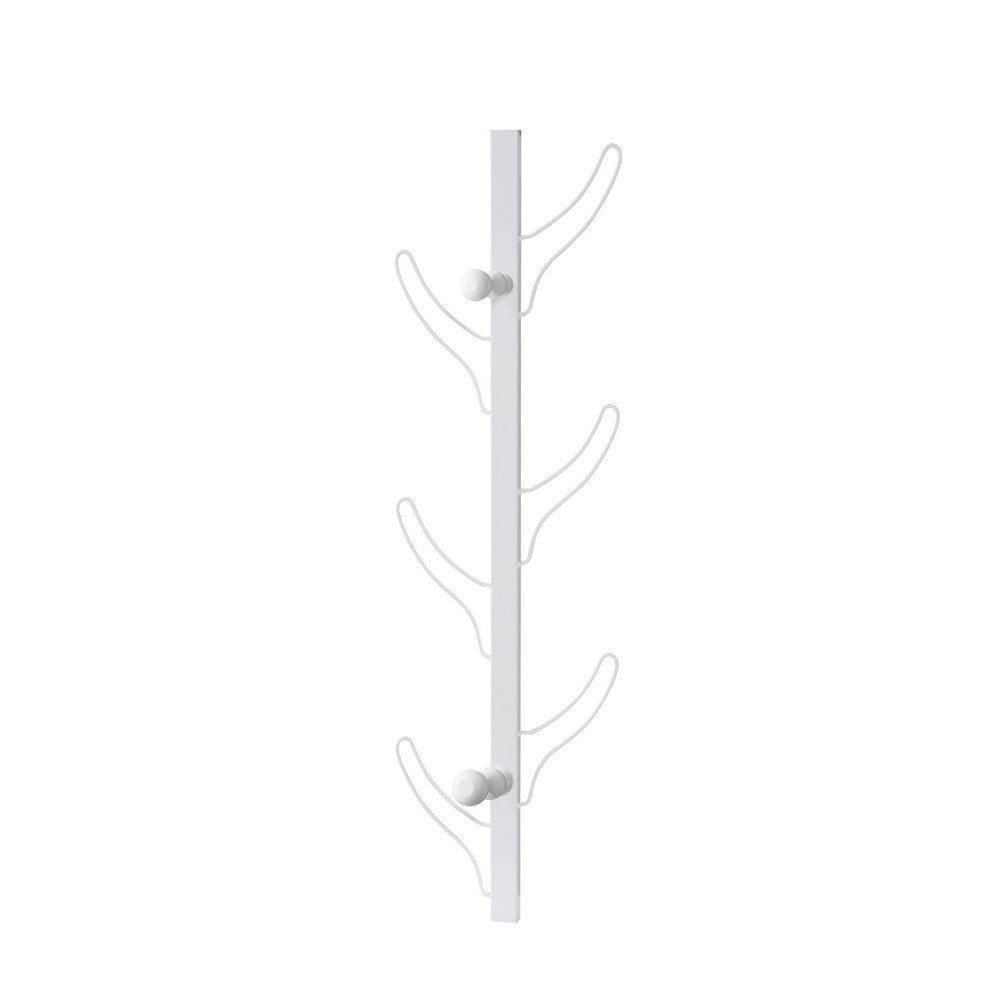 34 Inch Zubo Coat and Hat Rack w 6 Hooks , Wall Mount, White Metal -BM334343