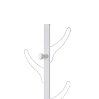 34 Inch Zubo Coat and Hat Rack w 6 Hooks , Wall Mount, White Metal -BM334343