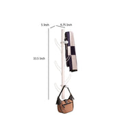 34 Inch Zubo Coat and Hat Rack w 6 Hooks , Wall Mount, White Metal -BM334343