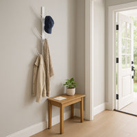 34 Inch Zubo Coat and Hat Rack w 6 Hooks , Wall Mount, White Metal -BM334343