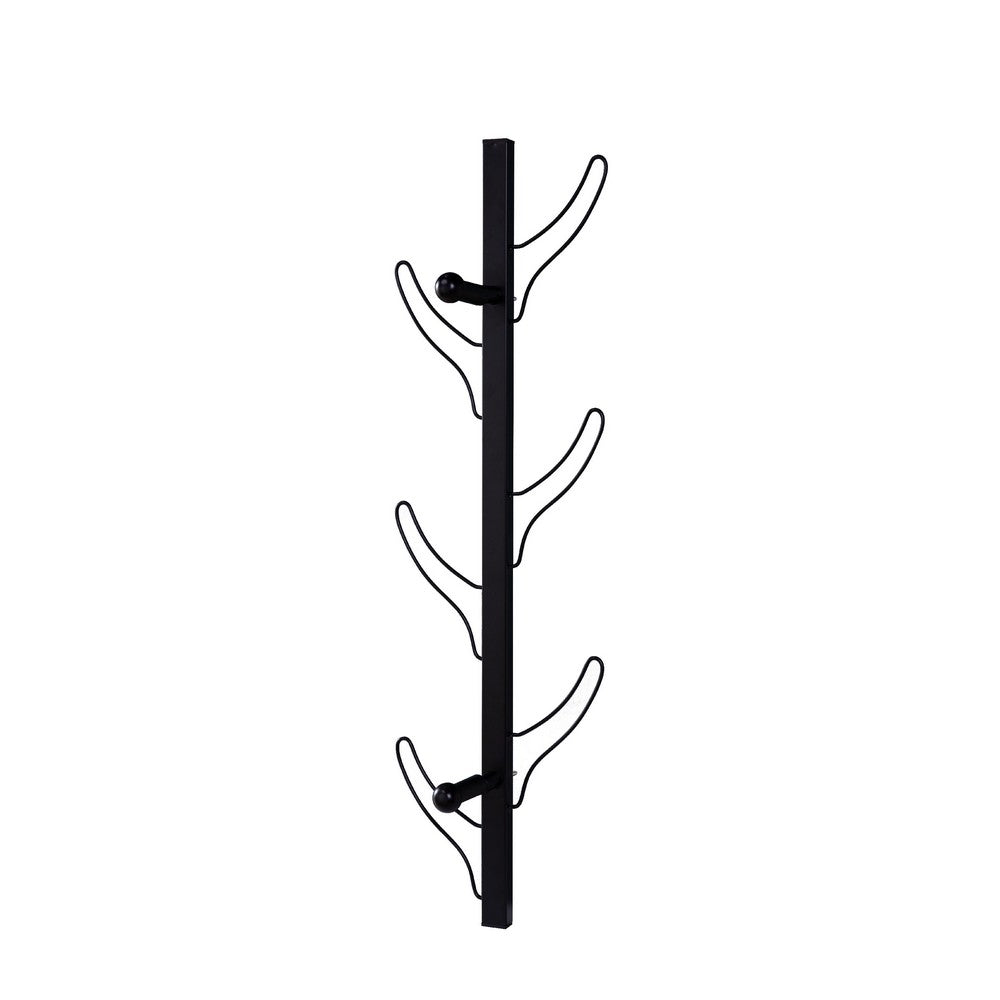 34 Inch Zubo Coat and Hat Rack w 6 Hooks , Wall Mount, Black Metal -BM334344
