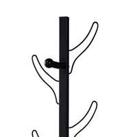 34 Inch Zubo Coat and Hat Rack w 6 Hooks , Wall Mount, Black Metal -BM334344