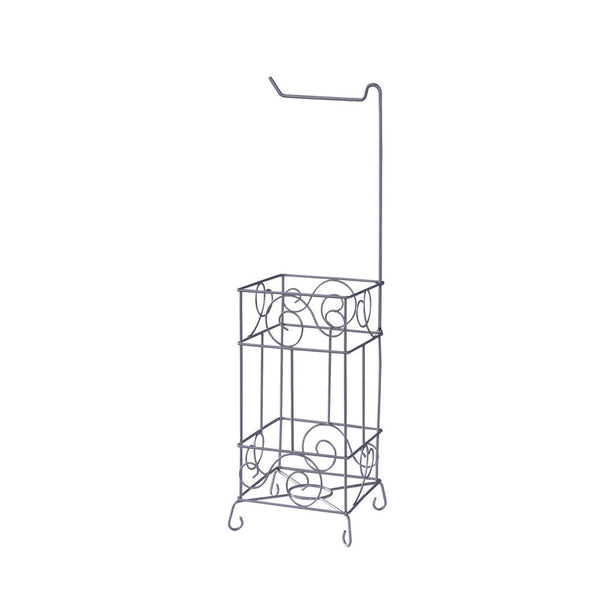 Zyp Toilet Paper Holder, 24 Inch, Silver Scrolled Metal Design -BM334346