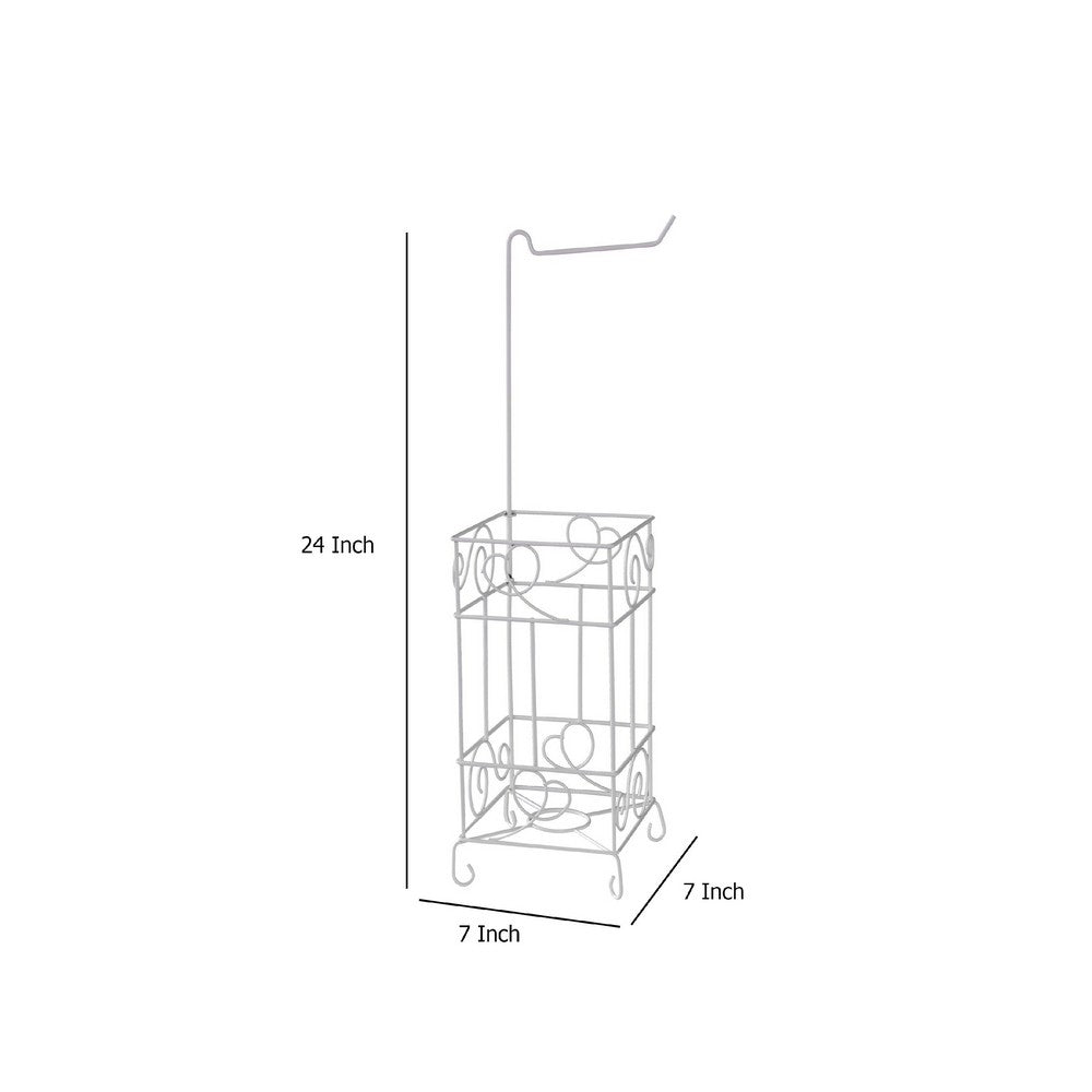 Zyp Toilet Paper Holder, 24 Inch, Silver Scrolled Metal Design -BM334346
