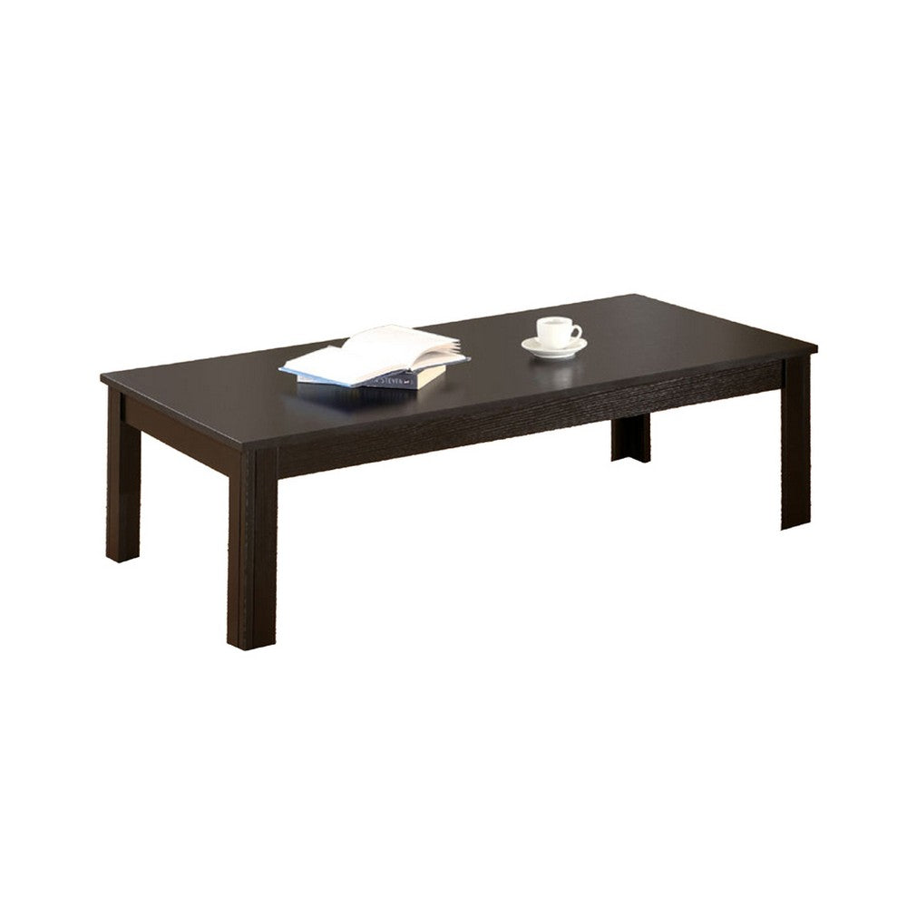 3 Piece Living Room Coffee and End Table Set, Black Wood, Rectangular -BM334347