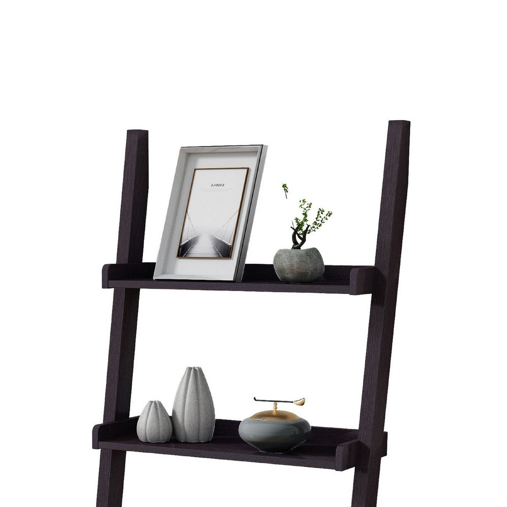 Accent Ladder Bookcase with 5 Shelves, 72 Inch, Red Cocoa Brown -BM334350