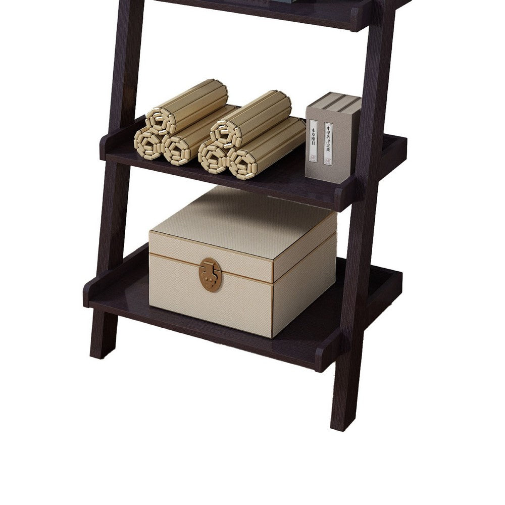 Accent Ladder Bookcase with 5 Shelves, 72 Inch, Red Cocoa Brown -BM334350