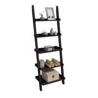 Accent Ladder Bookcase with 5 Shelves, 72 Inch, Red Cocoa Brown -BM334350