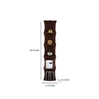 Corner Bookcase, 5 Storage Shelves, 77 Inch Tall, Red Cocoa Brown -BM334352