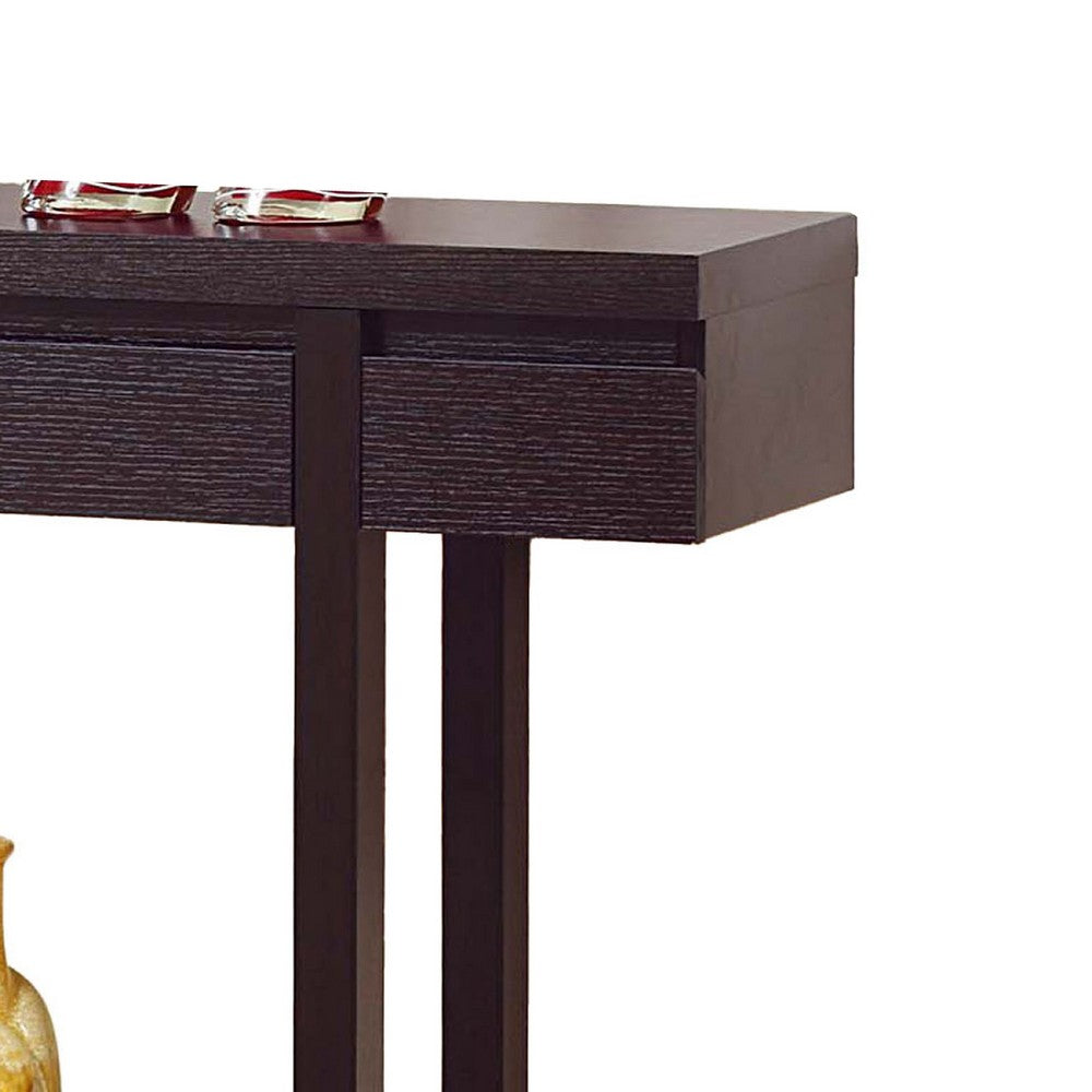 Console Table, Red Cocoa Brown, 36 Inch Hidden Storage Drawer -BM334358