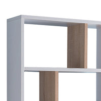 Tall Bookcase, 4 Storage Shelves, 65 Inch, White and Natural Brown -BM334371