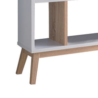 Tall Bookcase, 4 Storage Shelves, 65 Inch, White and Natural Brown -BM334371