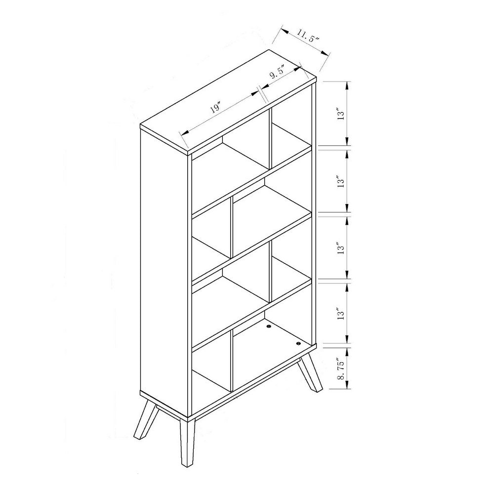 Tall Bookcase, 4 Storage Shelves, 65 Inch, White and Natural Brown -BM334371